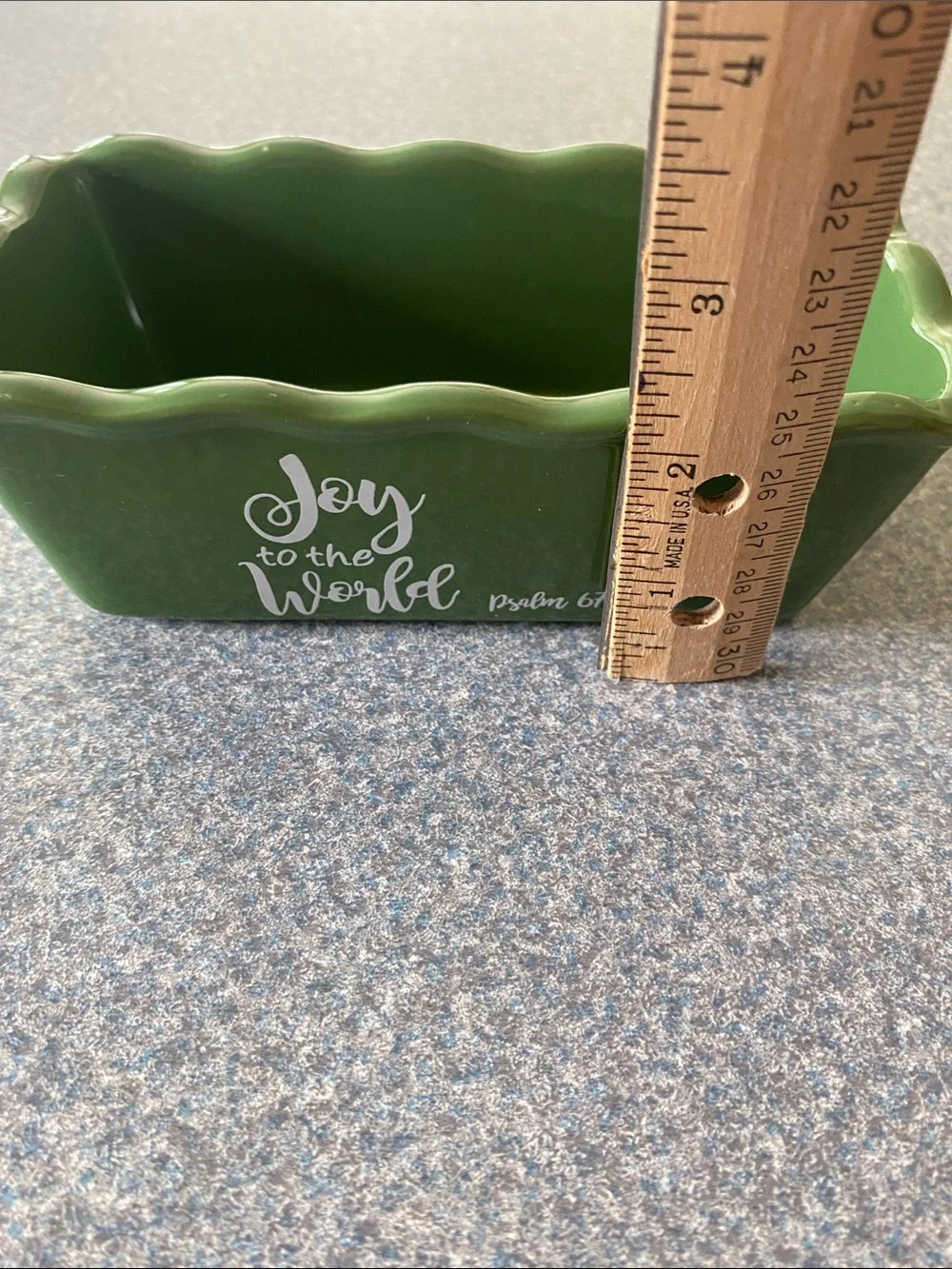 Green 'Joy to the World' Ceramic Loaf Pan